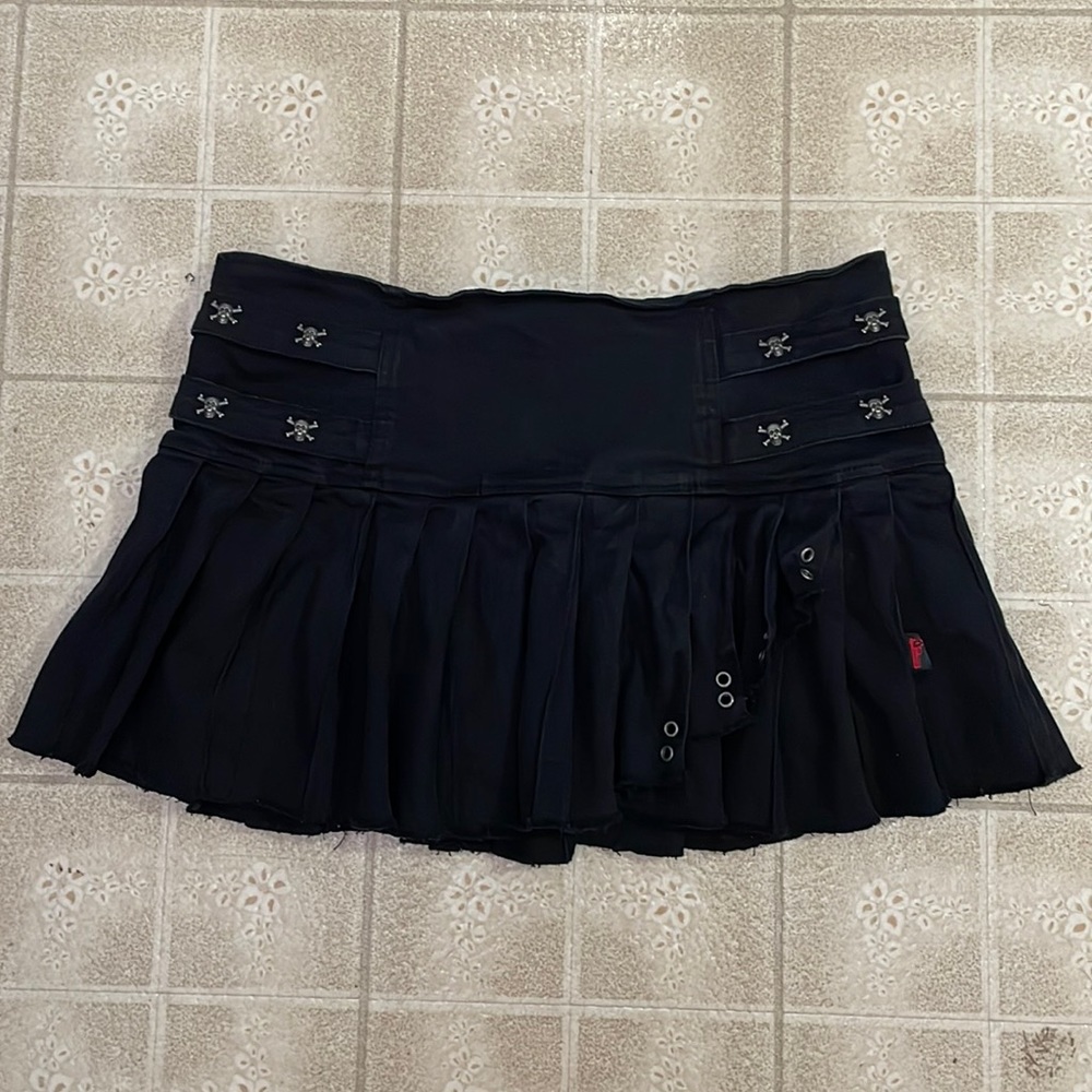 Black Denim Mini Skirt with skulls